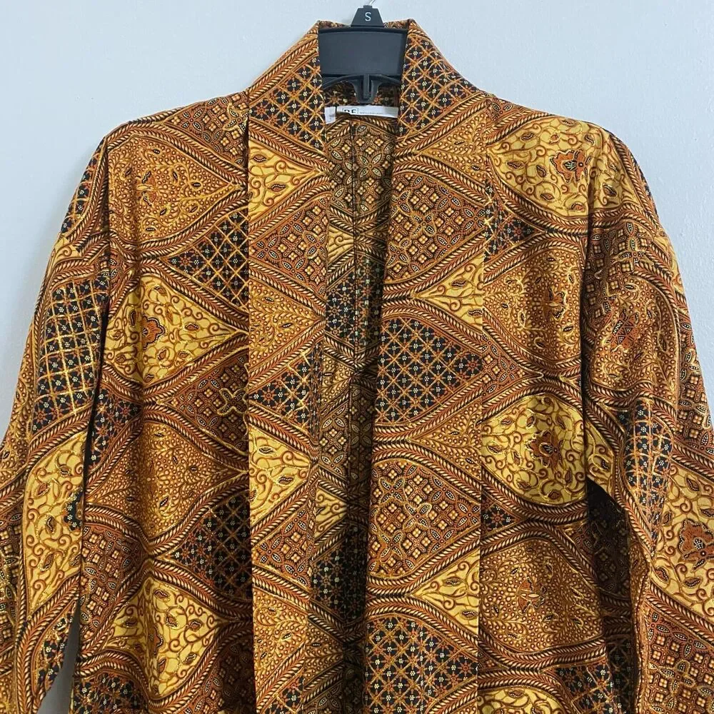 RF Textiles Gold Brown Kimono Blazer Open Cardigan Women's Size‎ 0 Tribal